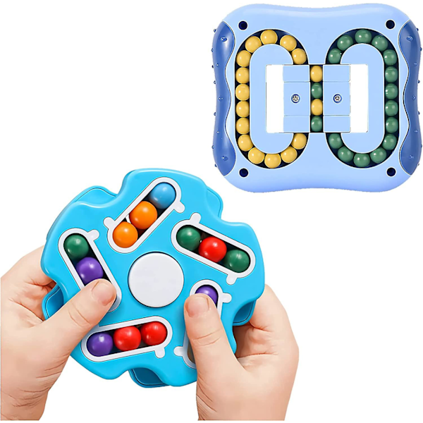 Magisk Kub Fidget Leksaker, Roterande Magisk Böna, Stressreducerande Fidget Spinners Magisk Kub, Fingertoppsleksaker Tvådelade Set för Barn Tonåringar & Vuxna (Blu