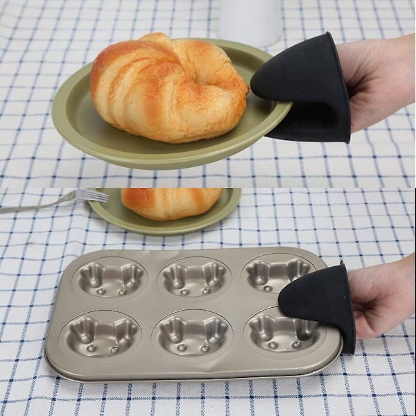 Silikon Pinch Grips Ugnsvantar - Fingerskydd Grytlappar för Kök, Matlagning, Bakning, Grill - Värmebeständiga Handskar, 2 Par (Svart och Röd) GS