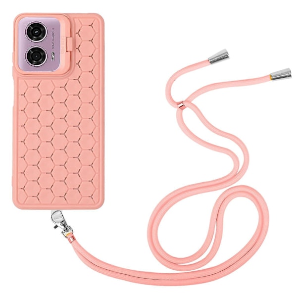 Värmeavledande TPU-fodral med Ställ för Motorola Moto E14 4G/ G04 4G/ G04s 4G/ G24 4G med Snodd GS Pink
