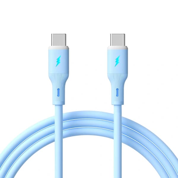 66W USB-C til USB-C Hurtigladekabel - Silikon, 100cm - For Hurtiglading og Dataoverføring blue