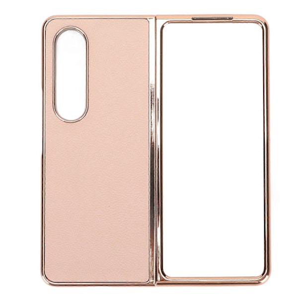 Telefonskal Skyddande Omslag för Samsung Galaxy Z Fold 4 Nanoguldpläterat Äkta Läder Repskydd Rosa