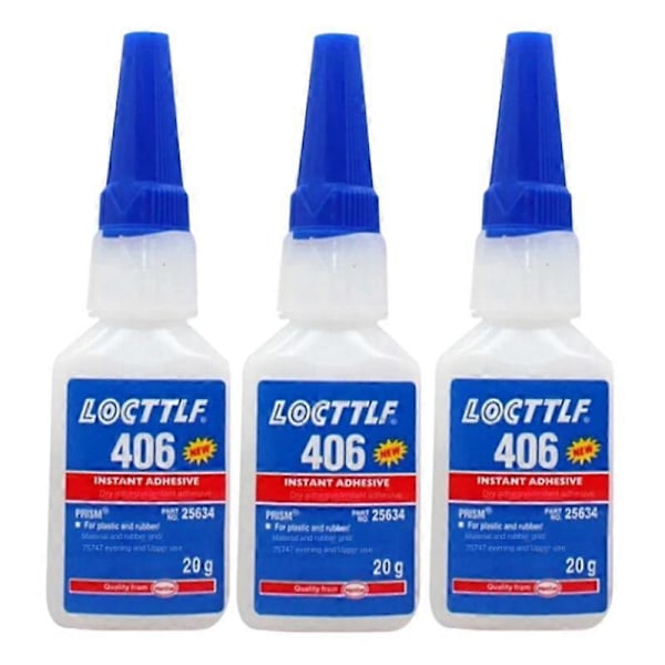 3x LOCTTLF 406 Snabblim Superlim för Plast & Gummi Henkel 20ML GS 3pcs