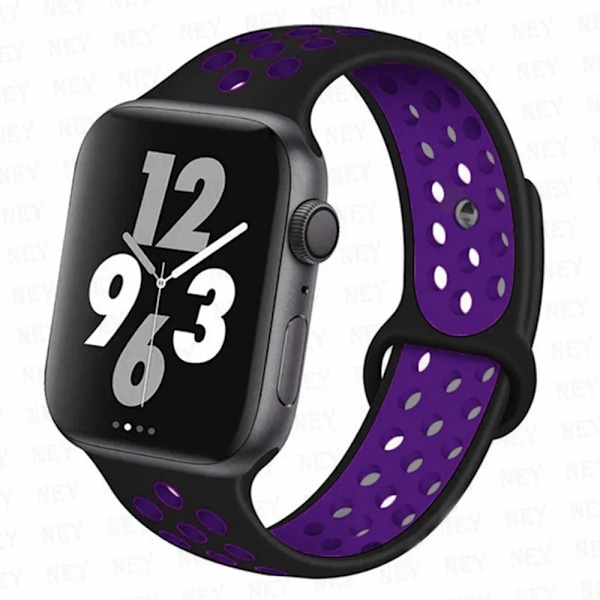 Sportrem För Apple Watch Band 45 Mm 49 Mm 44 Mm 40 Mm 41 Mm 42 Mm Silikonarmband Korrela Iwatch Ultra 2 Series 9 8 Se 7 6 5 4 3 Obsidian-Svart 20 S-M Black purple 11 S-M