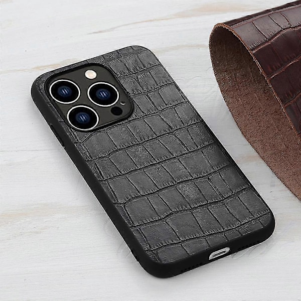 iPhone 14 Pro Skal med Krokodiltextur Black