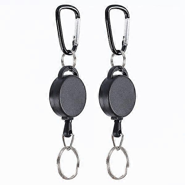 Infällbar nyckelring med karbinhake 2-pack Svart Svart