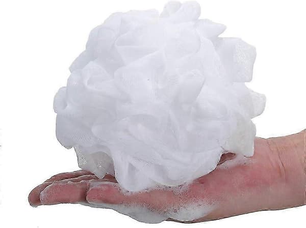 Bade-dusjsvamp Puffs Loofahs Hvit Mesh Puff Dusjpuff 6-pakning