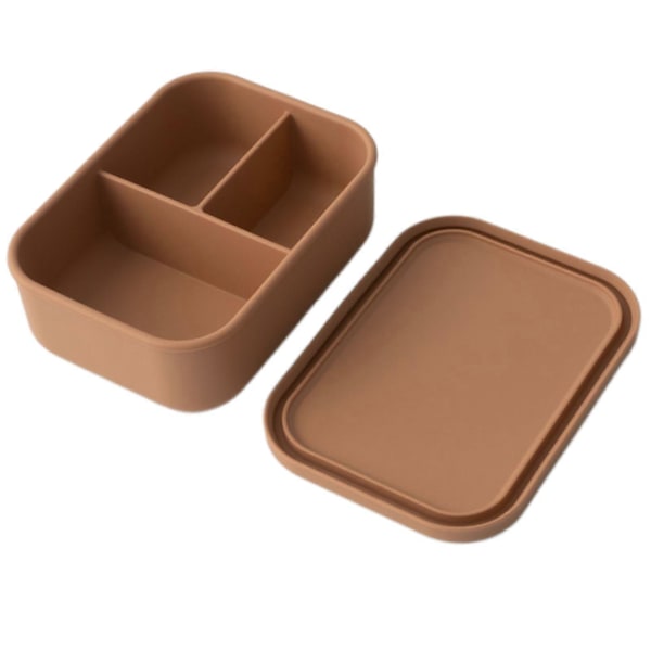 3-Facks Silikon Bento Matlåda Läcksäker Mikrovågssäker Barnmatsbehållare BPA-Fri Matlåda för Småbarn Light Clay Color