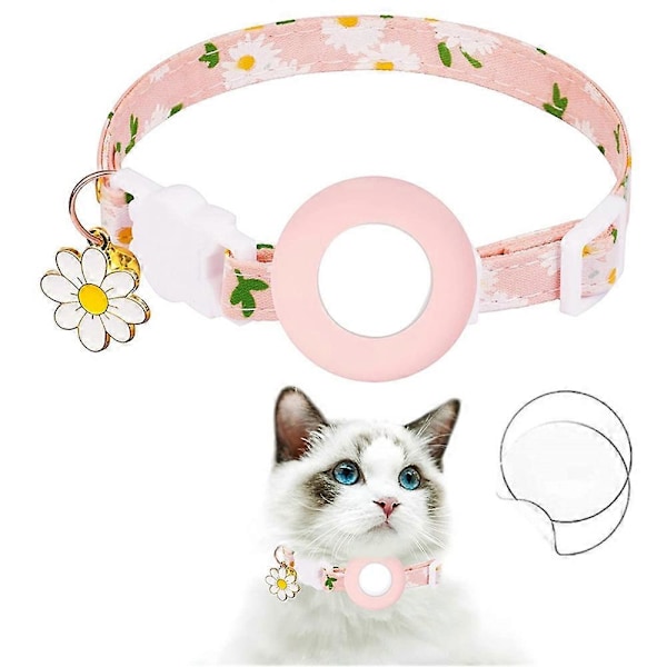 Justerbart kæledyrshalsbånd med margueritmønster, silikoneetui + beskyttelsesfilm til AirTag Tracker LGL Multicolor Multicolor Style A