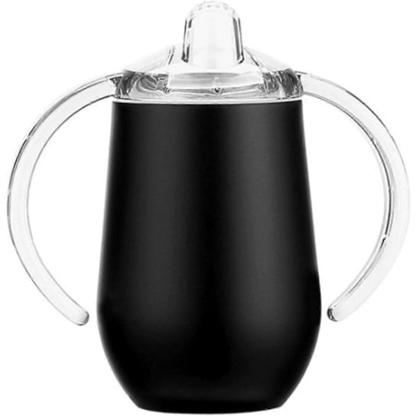 AB Ruostumattomasta teräksestä valmistetut nokkamukit 10 oz BPA-vapaa Kaksiseinäinen tyhjiöeristetty vauvan nokkamuki juomamuki kahvoilla taaperoille ja lapsille Black