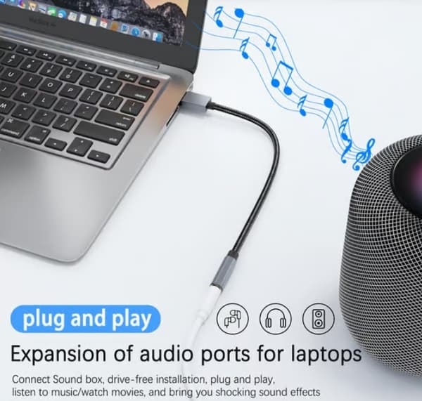 USB til 3,5 mm (hun) lydadapter