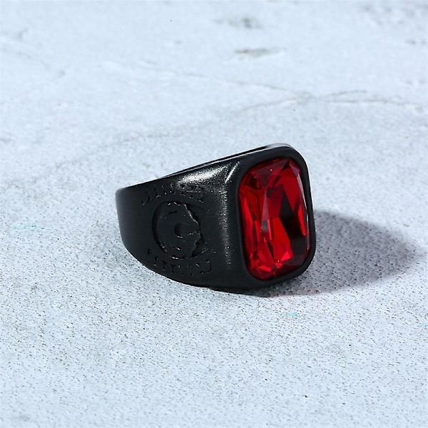Retro Bohemisk Röd Kristall Inlagd Ring Herrring Mode Svart Metall Kristall Ring Tillbehör Fest Smycken Red 11