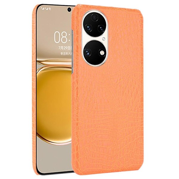 Orange Krokodiltextur TPU + PU Fodral För Din Huawei P50 Pro