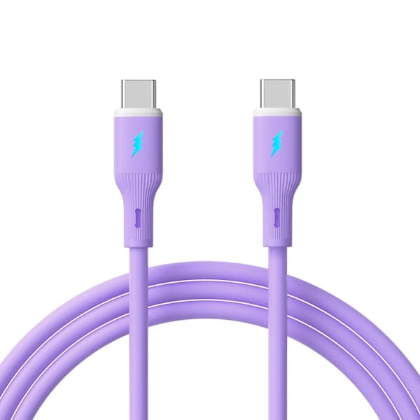 66W USB-C til USB-C Hurtigopladningskabel - Silikone, 100cm - Til Hurtig Opladning og Dataoverførsel purple
