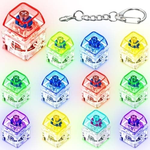 ILHSTY Tangentbords Fidget Leksak, 12-pack Lysande Klicker Nyckelring, Blå Colorful
