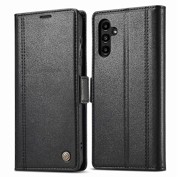 LC.IMEEKE Läderfodral för Samsung Galaxy S24 FE med präglade linjer, telefonfodral, plånbok, stativ GS