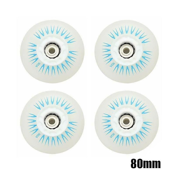 4 st Blinkande Inlineshjul 90A LED-belysning Skridskohjul 80 76 72 68 Blue 80mm