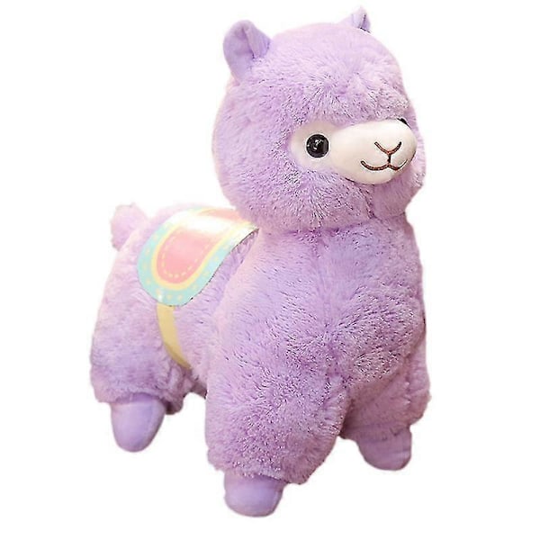 Alpacka docka plyschleksak stående mytisk djur gräs lera häst maskot barndocka docka GS Purple