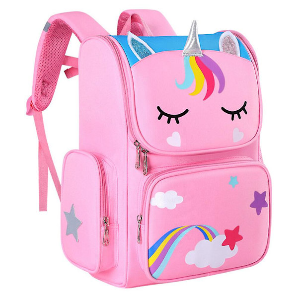 Barnryggsäck för skolan Vattentät Lätt Bokväska för Barn Grundskoleryggsäckar Rosa GS Pink 41*30*18cm