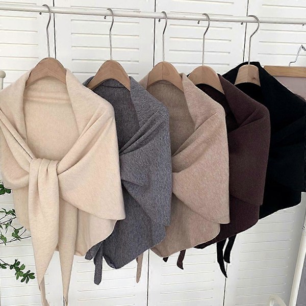 Elastisk Stickad Sjal Elegant Stickade Ponchos Trendiga Dammode Capes Black