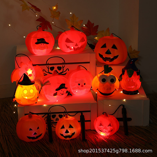 Pumpalykta Barn Leksaker Luminous Halloween Jack Bärbar Lykta Plast Pumpa Festival Tillbehör Dekorativa Rekvisita 13 Pumpkin Portable Lamp