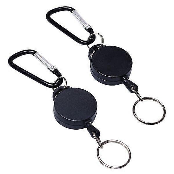 Infällbar nyckelring med karbinhake 2-pack Svart Svart