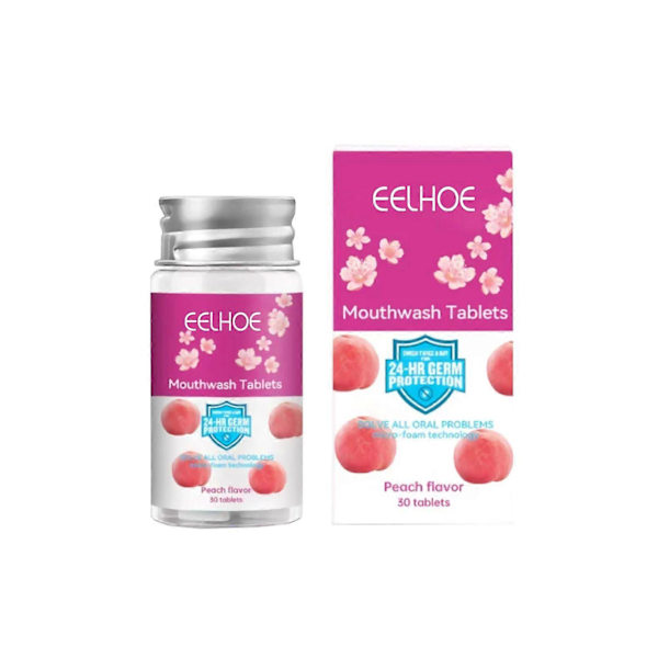 Eelhoe Munvatten Tabletter Dålig Andedräkt Fläckar Rena Tänder Frisk Andedräkt Munvård Koncentrerat Munvatten Peach Flavor 30Pcs