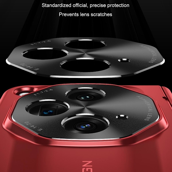 För OnePlus Open Skal Härdat Glas Film Gångjärnsskydd PC-Skal med Stylus/Stylus-fack GS Red Style C OnePlus Open