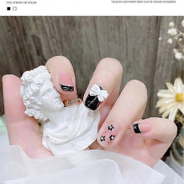 Nagelkonst Målningslim Tvättfritt Svart Och Vitt Nagellack Gips Lim Black Colourful glue
