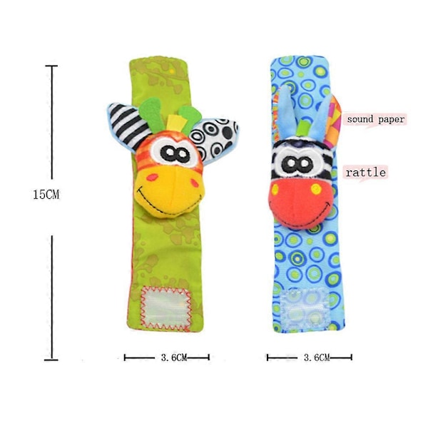 Baby Skallersockor Handleddsband Skallror Set Söt Baby Djur Utvecklingsleksak A