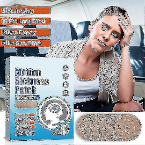 36 kpl matkapahoinvointilaastareita auto-, vene-, risteily- ja lentokonematkoille 144pcs