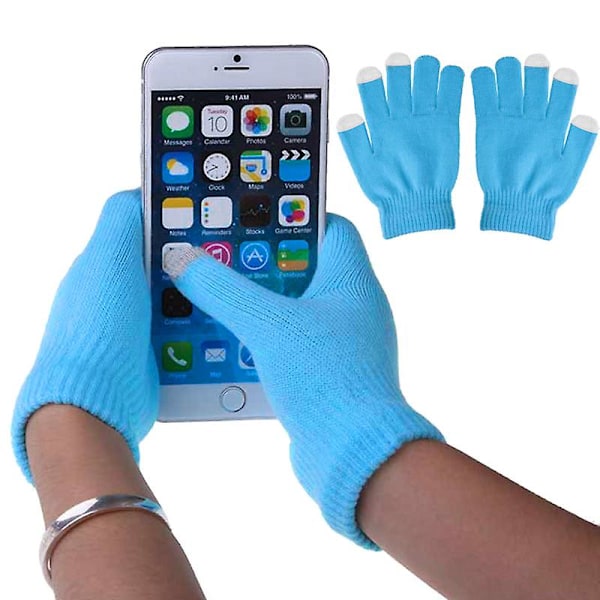 1 Par Unisex Varma Vinterhandskar i Stickat Material med Kapacitiv Funktion för Pekskärmar och Smartphones Black