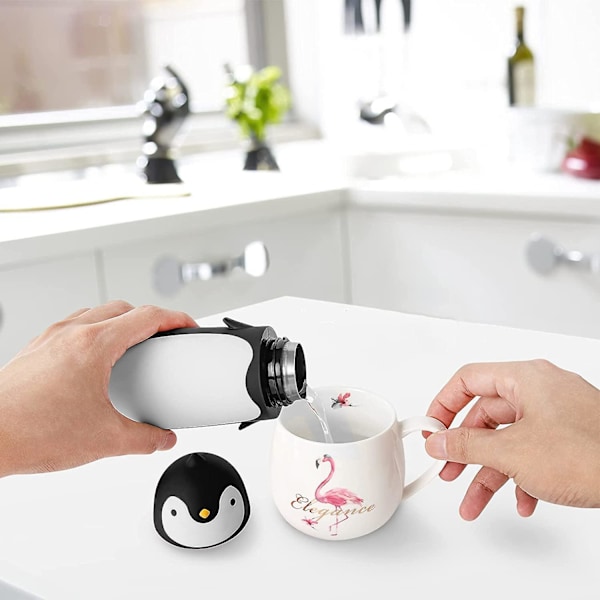 Penguin rostfritt stål vakuumtermos resetermos tevattenflaska kaffeflaska (svart) GS