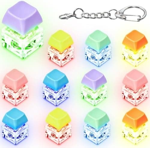 ILHSTY Tangentbordsfidgetleksak, 12-pack Lysande Klicker Nyckelring Macaron Orange