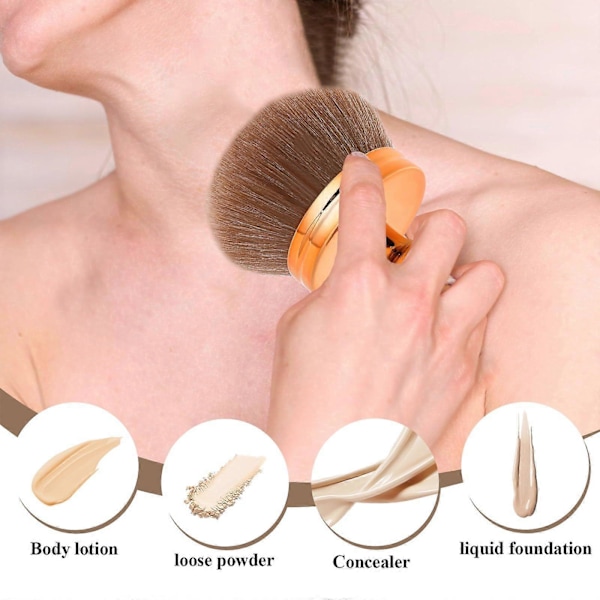 Extra Stor Kroppssminkborste Bronzer Blandning Självbruningsapplikator För Ben & Rygg, Felfri Ansikts- och Benmakeupborste Black