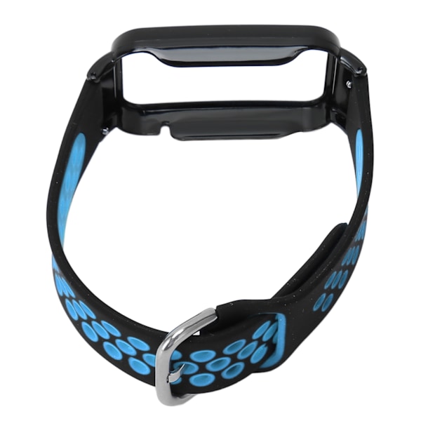Andningsbart silikonarmband med skyddande bumper-skal för Mi Band 7 Pro, svart/blått och svart skal [C]