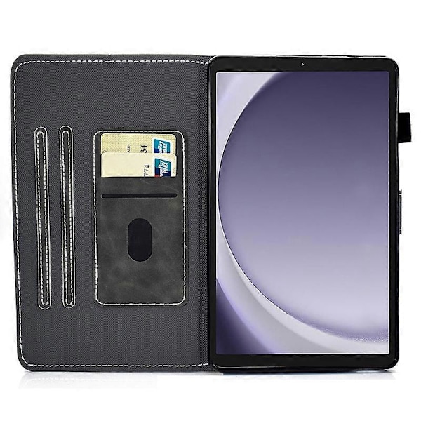 PU Läderfodral för Samsung Galaxy Tab A9, Kortplatsställ Tabletskydd med Pennhållare GS Black