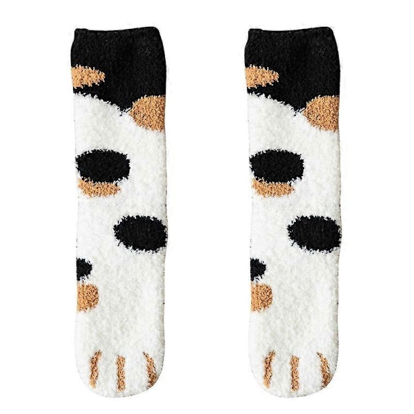 Kawaii Tecknade Vita Strumpor för Kvinnor Söta 3D Hund Katt Tass Mönster Kvinnlig Fleece Varma Roliga Strumpor Hem Golv Sovande GS Polka dot black