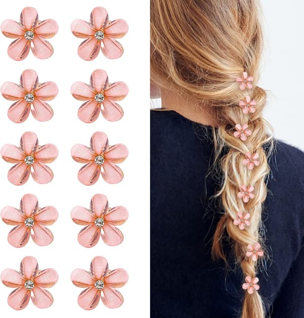 10 stk. mini-hårklemmer med diamanter, små blomsterhårnåle, hårtilbehør til kvinder, piger, søde mini-hårklemmer, hårstylingtilbehør Blue