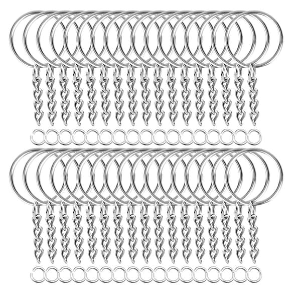 50-pack nyckelringar kort kedja 25 mm Silver