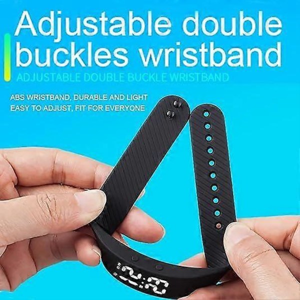 Fitnessrannekello ilman älypuhelinta, ei Bluetoothia, ei sovellusta, USB-lataus, askelmittari, urheilu digitaalinen valkoinen rannekello, musta