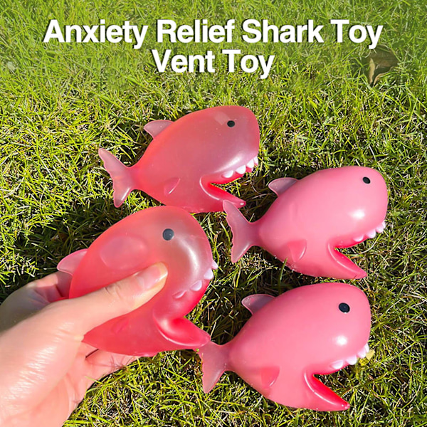 Paljett Haj Klämleksaker Maltos Havsdjur Snabb Återhämtning Mjuk TPR Nyp Leksak Squishes Block Stress Relief Fidget Leksak Pink