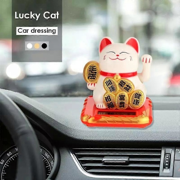 Aurinkovoimalla toimiva Maneki Neko heiluttava käsi kutsuva onnenkissa onnenkissa kotiin GS Whtie 8*7*7cm