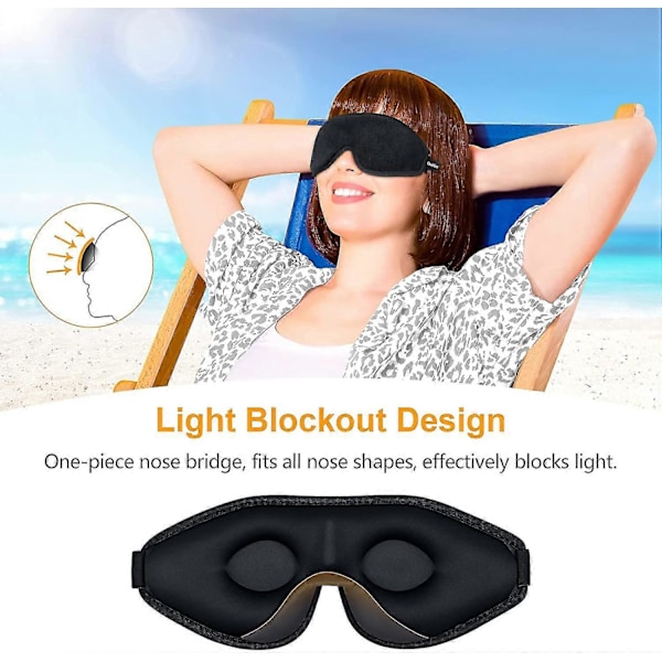 Sovmask, Ögonmask, Gritin Hudvänlig Mörkläggande 3D Sovmask, Bekväm och Andningsbar Natt Ögonbindel Sovmask för Kvinnor Män Barn, Resa