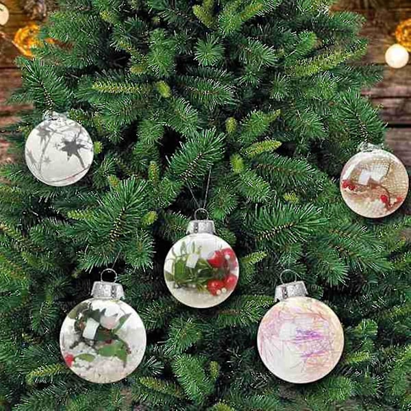 15 st Runda Transparenta Julgranskulor Fyllbara DIY Julgranskulor Tillverkade Av Plast Julkula