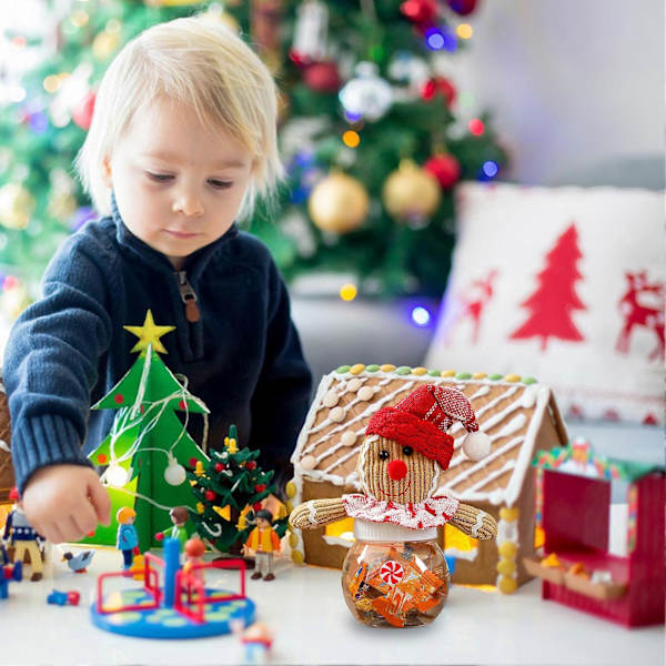 Pepparkaksformade godisburkar i plast Söta tecknade julgodislådor Återanvändbar högtidsdekor för godis kakor teförvaring White
