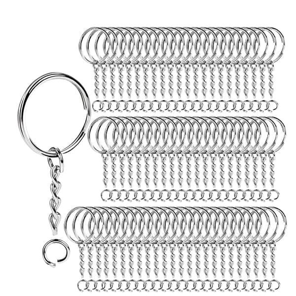 50-pack nyckelringar kort kedja 25 mm Silver