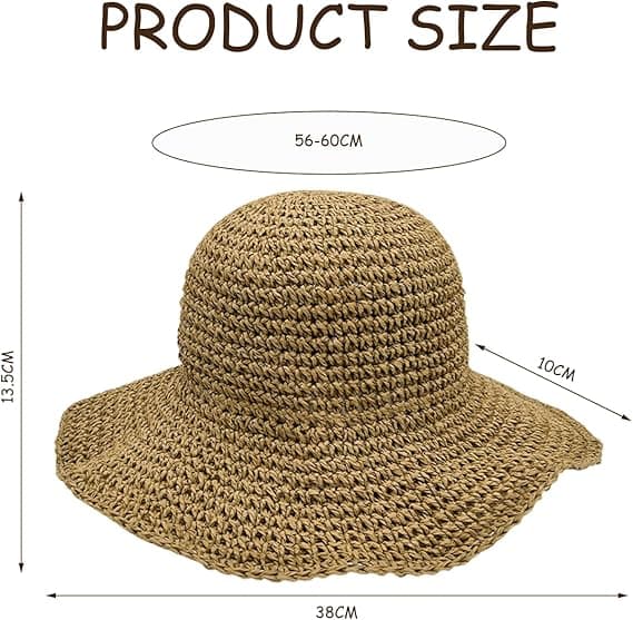 Dame stråsolhat bred skygge foldbar sommer strandstil (farve)