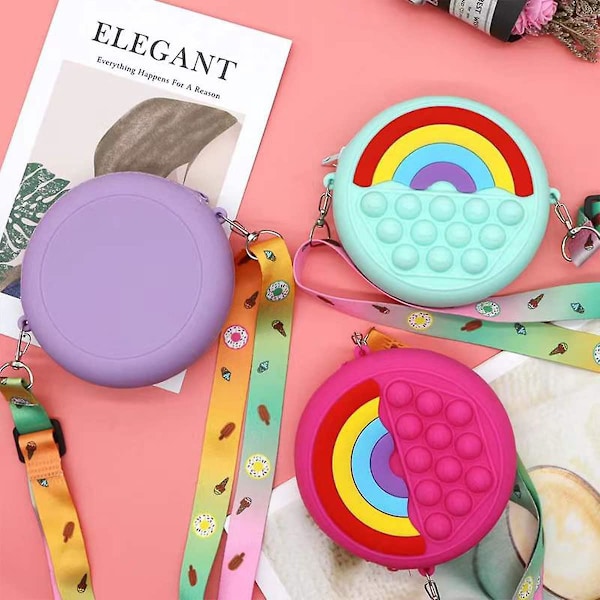 Katea Pop Handväska, Pop Väska Fidget Leksak, Pop Axelväska Bubbla Leksaker För Flickor Kvinnor, Härlig Sensorisk Silikon Tecknad Väska Leksak För Studenter Barn (lila)