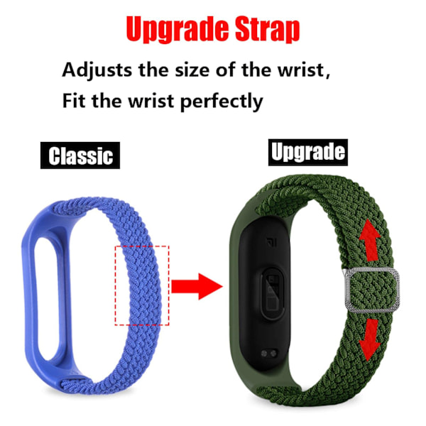 INF Klockarmband Nylon för Xiaomi Mi Band 3/4/5/6/7/NFC GS Svart Sort