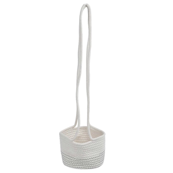 Hängande Korg Bomull Jute Rep Hållbar Hängande Planteringskruka Växthållare Förvaringsorganisatör Heminredning Vit GS style514